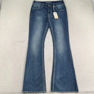 NWT Rockin C Trouser Jeans Womens‎ 30 Flare Leg Raw Hem Whiskered Cowgirl Hippie